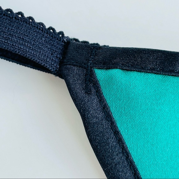 Green Satin G-String with Black Detailing - Picture 8 of 16